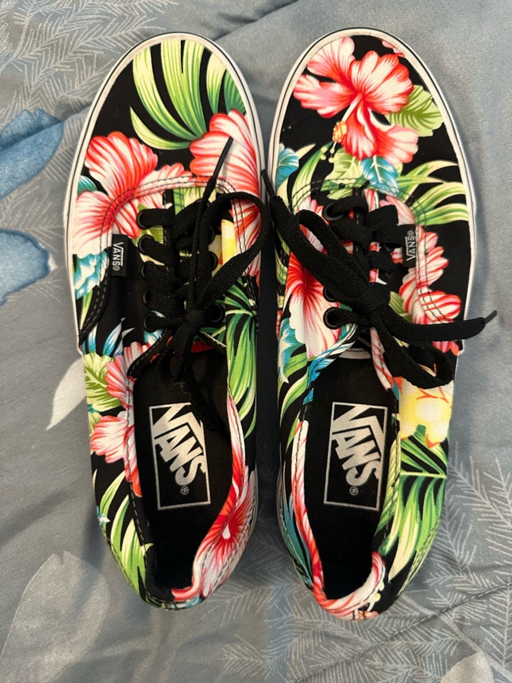 Like New Vans Floral Hawaiian Black Colorway sneakers sz W8 M 6.5 - Picture 10 of 10